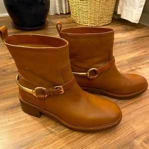 Coach Brown Leather Chelsea Style Pull On Booties